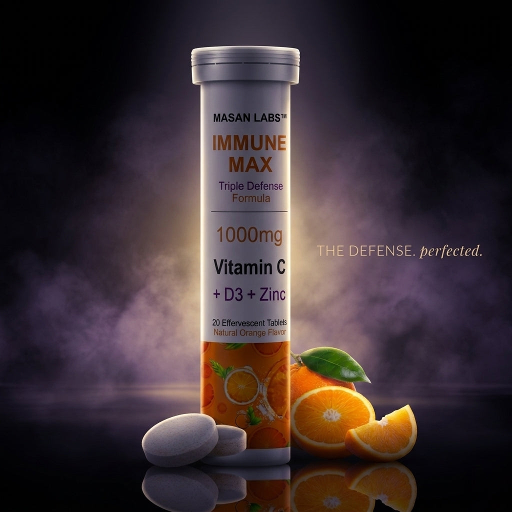 MASAN LABS™ Immune Max – Vitamin C 1000mg + D3 + Zinc (20 Effervescent Tablets)